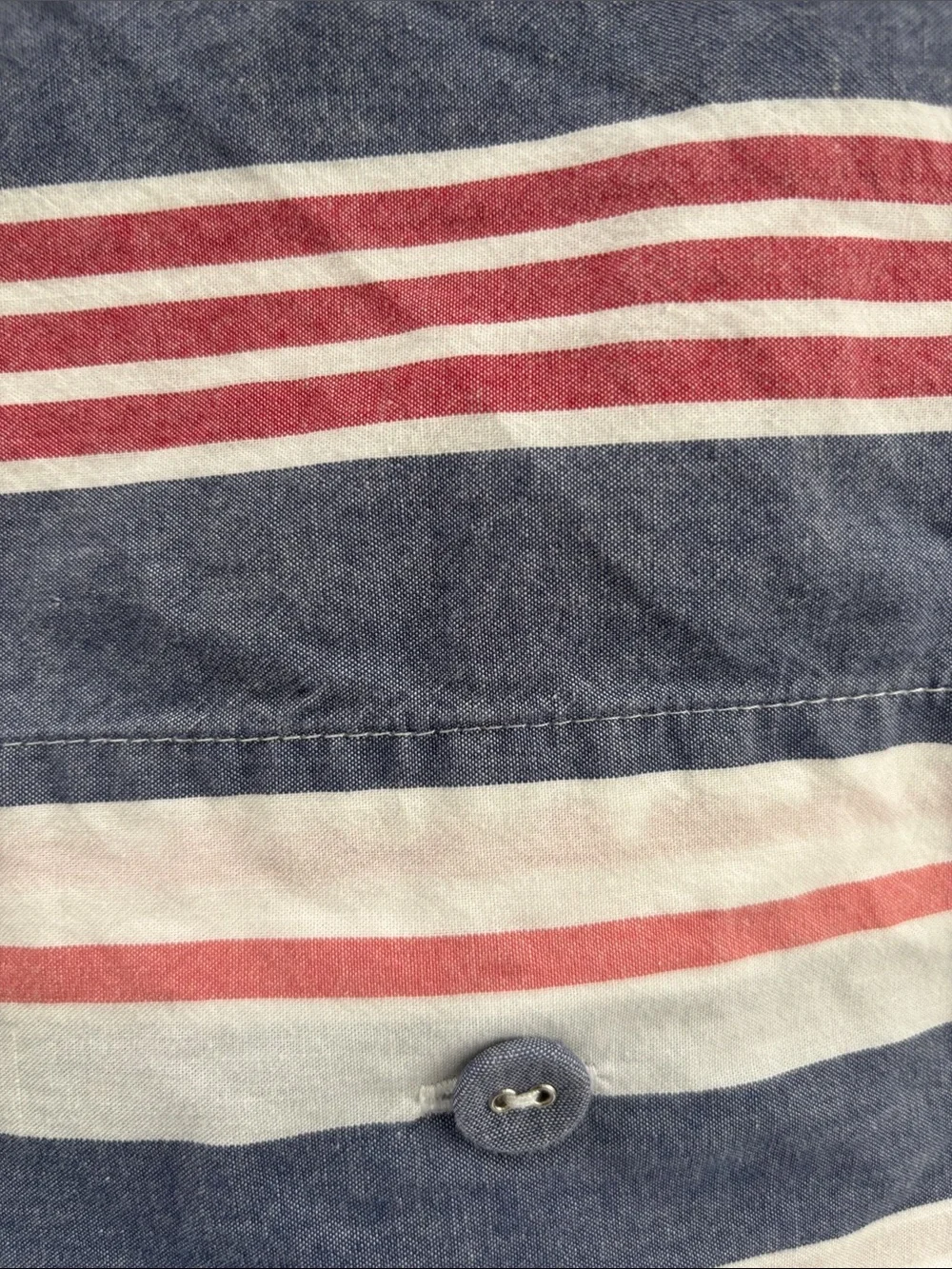 IKEA Striped Navy/Red & White twin comforter cover and pillow case/button close